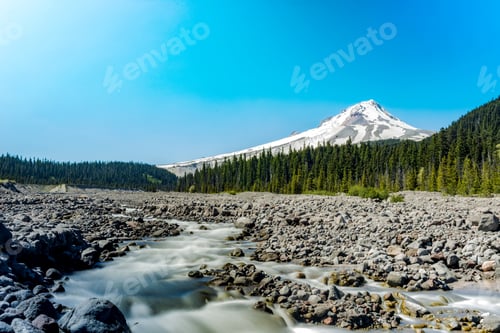 Preview: Wide Angle View Of Mt Hood With Small Creek Foreground.