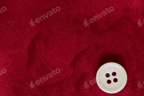 Preview: Clothes Sewing Button On A Red Pink Fabric Swatch Background