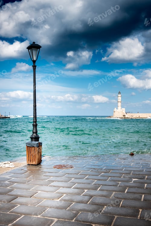Preview: View Of Old Harbor And Seascape From Jetty, Chania, Crete, Greece