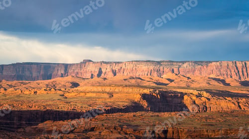 Preview: Beautiful View Of The Landscape Early Morning In Page Arizona With A Cloudy Sky