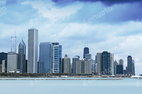 Preview: Chicago Downtown With Stormy Sky