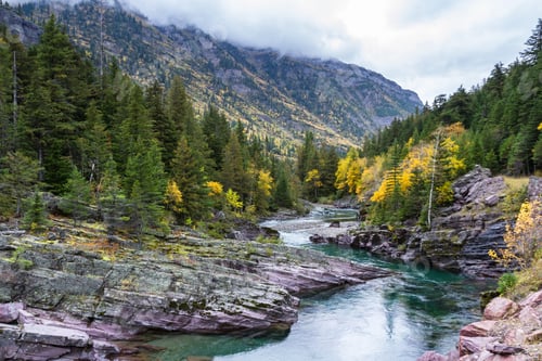 Preview: Pristine River Flowing From Melting Glaciers And Snow Melt In The Mountains Of Glacier Np Inmontana