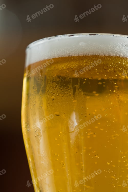 Preview: Single Beer Served In A Bar With An Out Of Focus Background