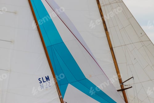 Preview: Closeup Of Boat Sails Filled In The Wind