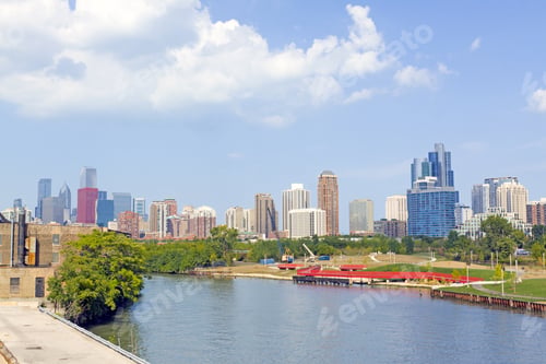 Preview: Park With Chicago Downtown Background