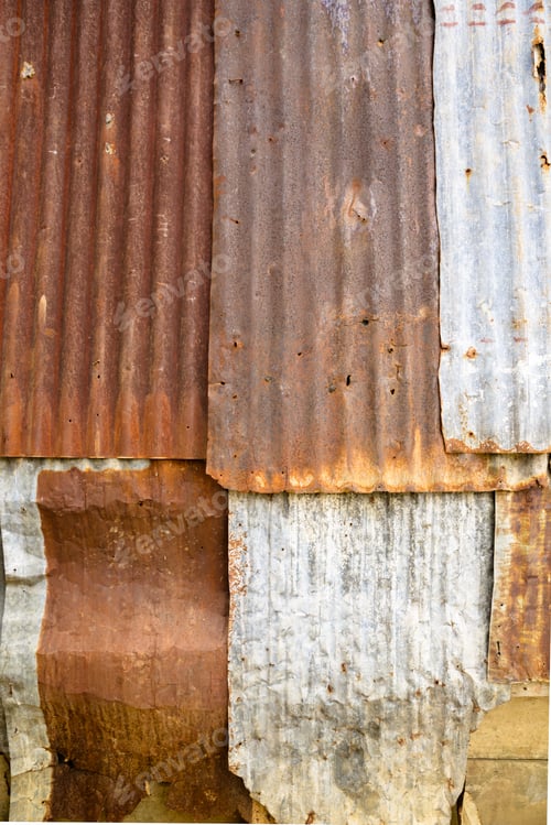 Preview: Image Of Surface Of A Wall Of Corrugated Roof. Rusty Metal.