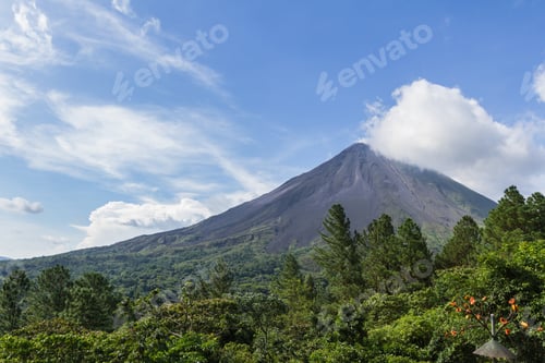 Preview: View Of The Volcan Arenal In San Carlos Costa Rica In The Green Season, A Well Know Beautiful
