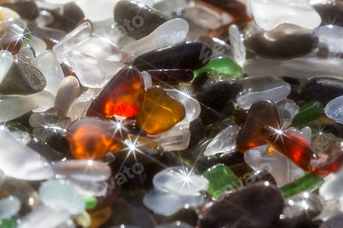 Preview: Close Up Of The Glass Pebbles That Cover This Beach In Fort Bragg Using A On Camera Star Filter For