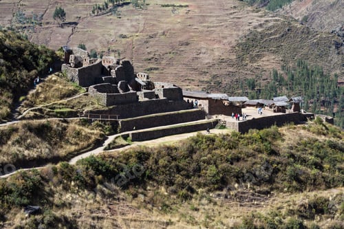 Preview: Pisac, Peru - May 15: Tourists Walking And Enjoying The Amazing Views Of The Pisac Ruins. May 15