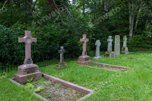 Preview: Scotland - September 10 2019: Grave Markers At S Small Cemetery In St Bride'S Kirk On The Blair