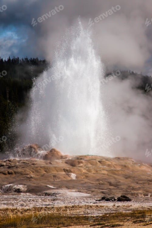 Preview: Geyser Spewing Water In Yellowstone Park