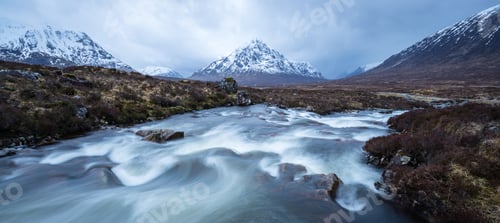 Preview: The River Coupall Flows Down Over Rannoch Moor Towards Buachaille Etive Mor At The Entrance To