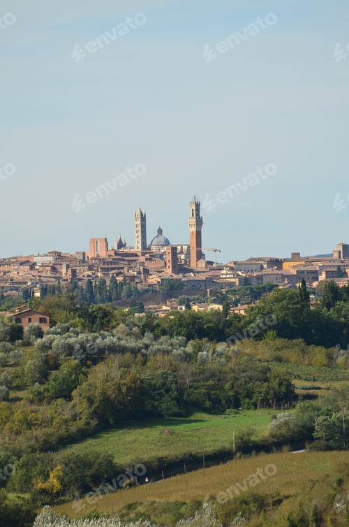 Preview: Medieval City Of Siena Italy Off In The Distance.