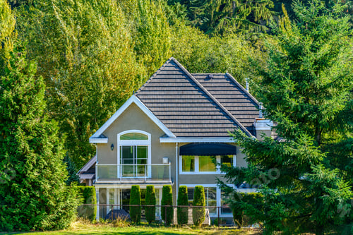 Preview: A Perfect Neighborhood. Houses In Suburb At Summer In The North America. Fragment Of A Luxury House