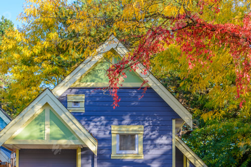 Aperçu: A Perfect Neighborhood. Houses In Suburb At Summer In The North America. Fragment Of A Luxury House