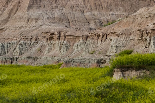 Preview: Beautiful Springtime Landscape Of The Badlands In South Dakota With Spring Green Grass