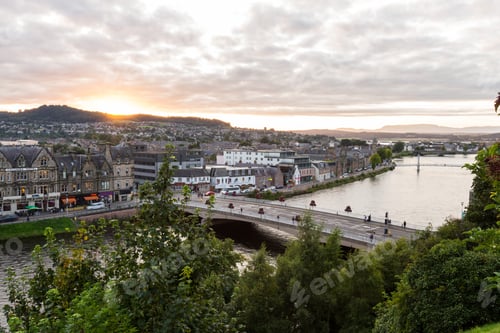 Preview: Scotland - September 07 2019: View Of The City From The Inverness Castle At Sunset, Uk September