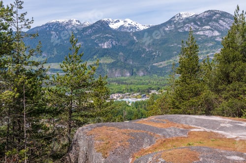 Preview: View At Mountain Trail In British Columbia, Canada. Mountains Background.