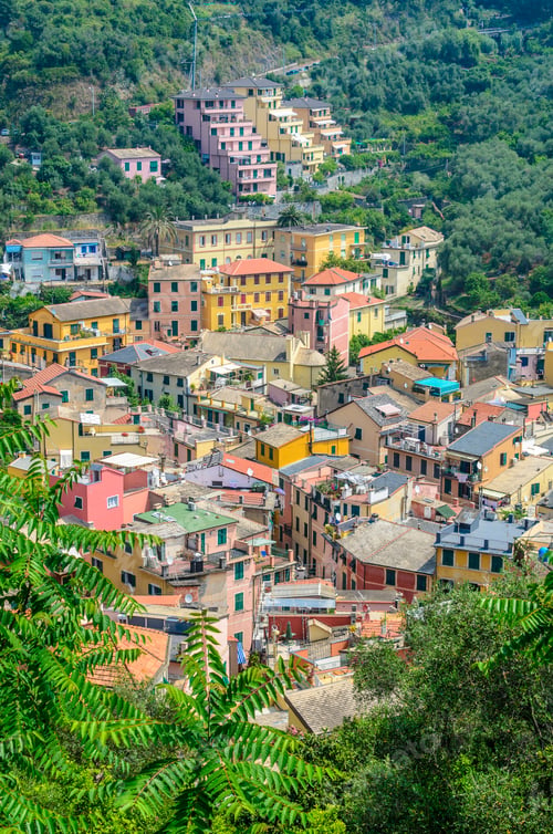 Preview: Monterosso In Cinque Terre, Italy, View At The Town From Mountain Trail