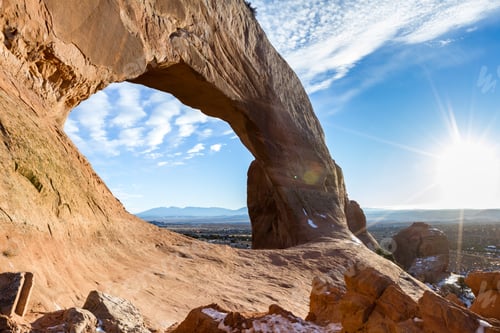 Preview: Wilson Arch, A Road Side Attraction South Of Moab Utah With Afternoon Light Reflecting On The