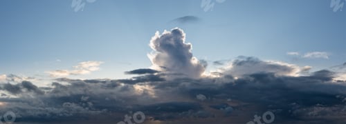 Preview: High Resolution Panoramic Cloudscape Of Stormy Clouds At Sunset Or Dusk