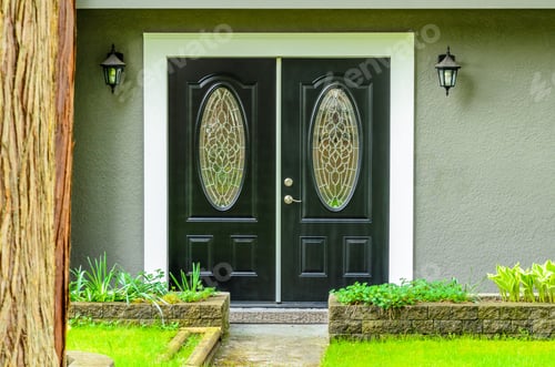 Preview: A Nice Entrance Of A Luxury House Over Outdoor Landscape