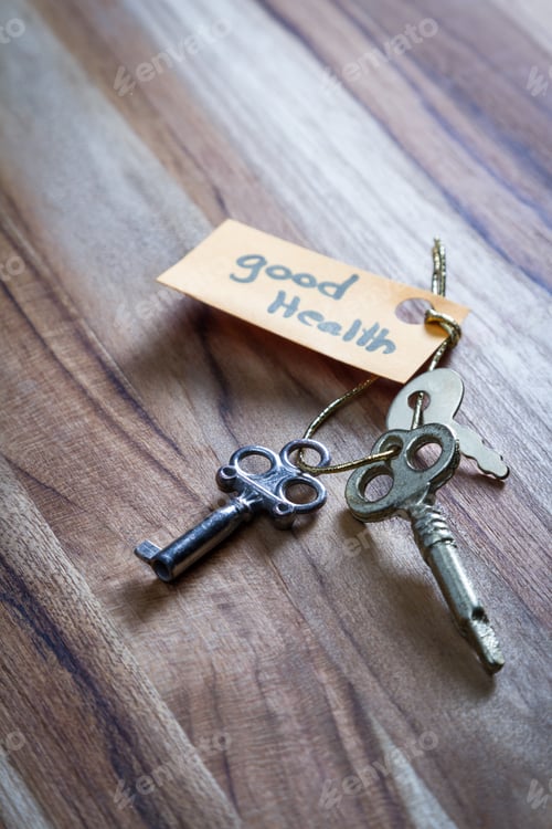 Preview: Concept For A Happy Life Using An Old Decorative Key And A Hand Written Tag Attached By A Golden