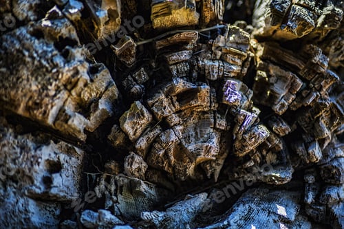 Preview: Beautiful Rotten Driftwood Closeup For Tree Annual Zone Ring Patterns In The Beach.