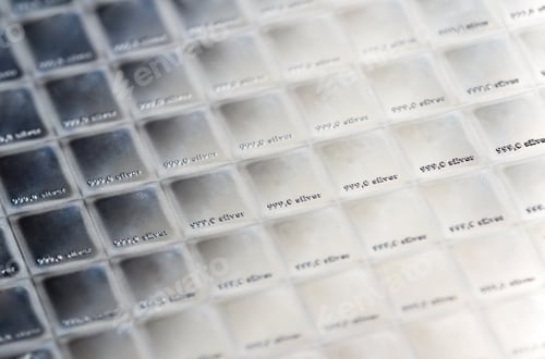 Preview: Close Up Of A Fine Silver Bar Stamped In Sections And Measure Din Grams