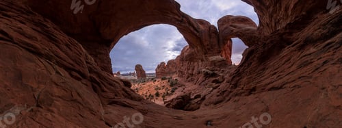 Preview: Double Arch From The Inside Looking Out With A Super Wide Angle Perspective And Random