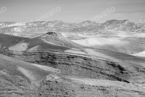 Preview: Arid Overlook Desert In Black And White