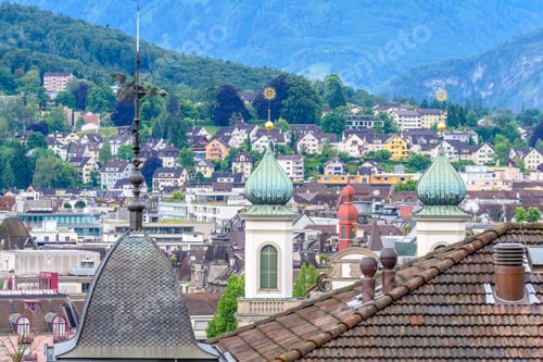 Preview: Historic City Center Of Lucerne With On Sky Clouds, Canton Of Lucerne, Switzerland