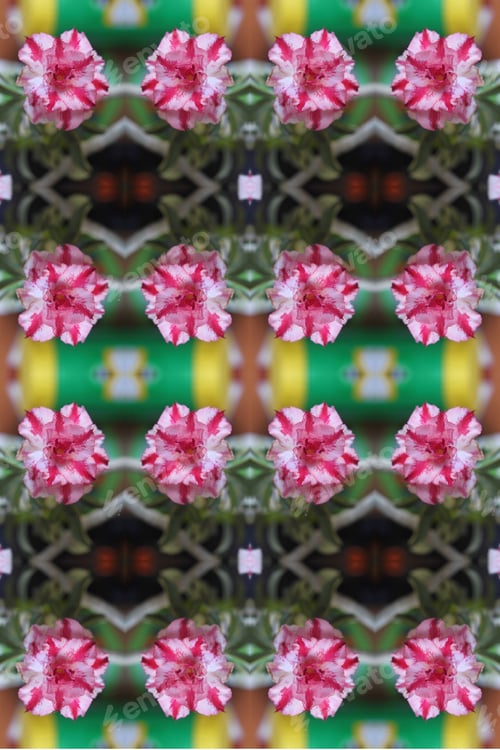 Preview: A Closeup Of An Adenium Plant With Double Bloom Pink And White Flowers