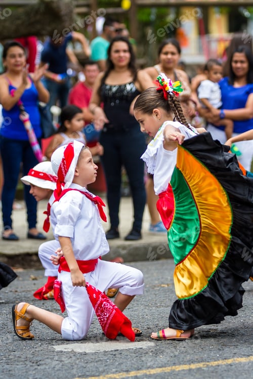 Preview: Tilaran, Costa Rica - September 15 : Young Children Celebrating Independence Day In Costa Rica With