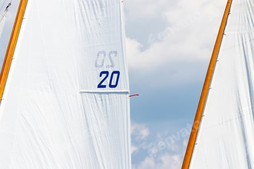 Preview: Closeup Of Boat Sails Filled In The Wind