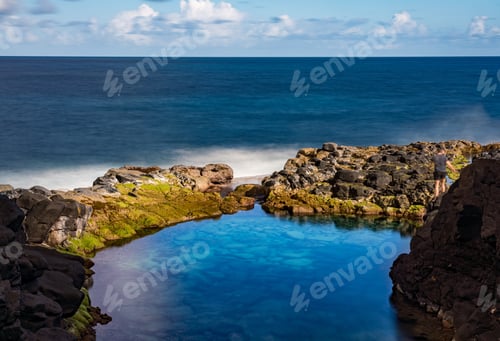 Preview: Long Exposure Of The Calm Waters Of Queen'S Bath, A Rock Pool Off Princeville On North Shore Of