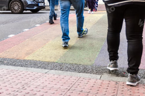 Preview: London - September 06 2019: Colorful Lgbtq Friends Pedestrian Crosswalk In Greenwich, London
