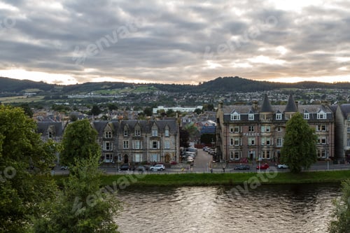 Preview: Scotland - September 07 2019: View Of The City From The Inverness Castle At Sunset, Uk September