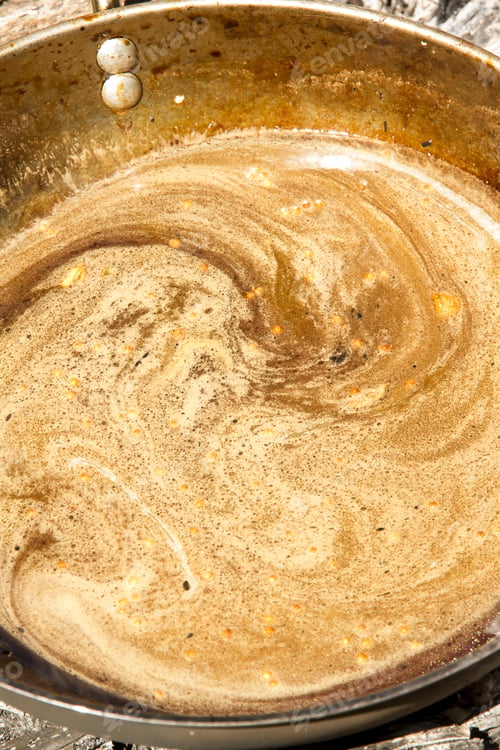 Swirling Mixture in a Used Cooking Pan