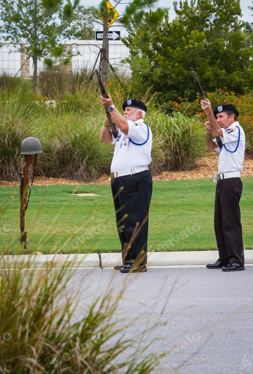 Preview: Sarasota, Florida - June 02 : American Legion, Honor Guard Performing A Full Service Military