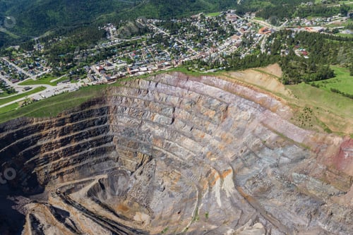 Preview: Aerial View Of An Abandoned Open Pit Mine And The Town Of Lead, South Dakota