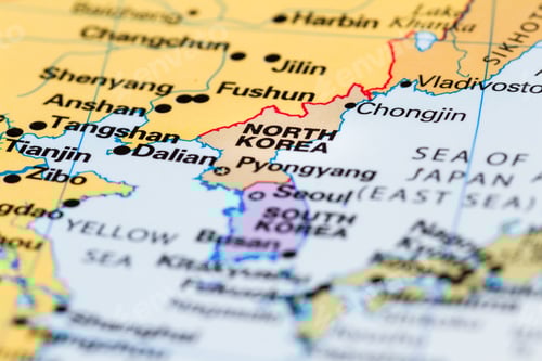 Preview: Close Up Of A World Map With North Korea In Focus