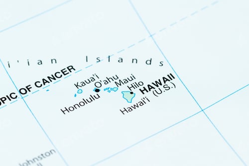 Preview: Close Up Of A World Map With Hawaii In Focus