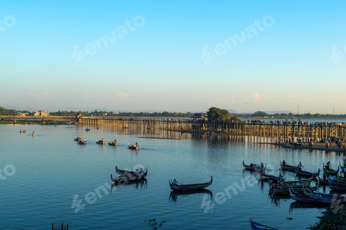 Preview: Amarapura, Myanmar - View Of Taung Tha Man Lake And Of U Bein Bridge, Onf The Best Spots All Over