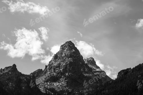 Preview: Snow Capped Mountain In Black And White