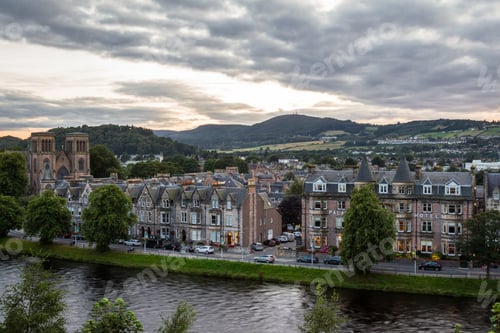 Preview: Scotland - September 07 2019: View Of The City From The Inverness Castle At Sunset, Uk September