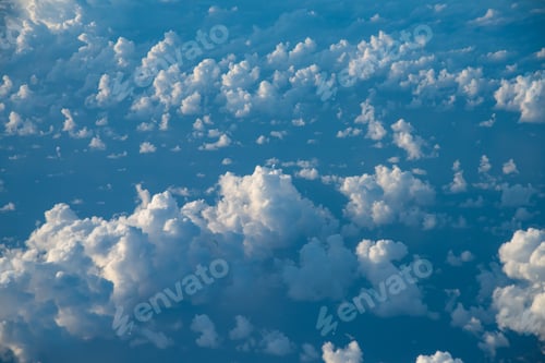 Preview: White Clouded Sky Shot From The Airplane.