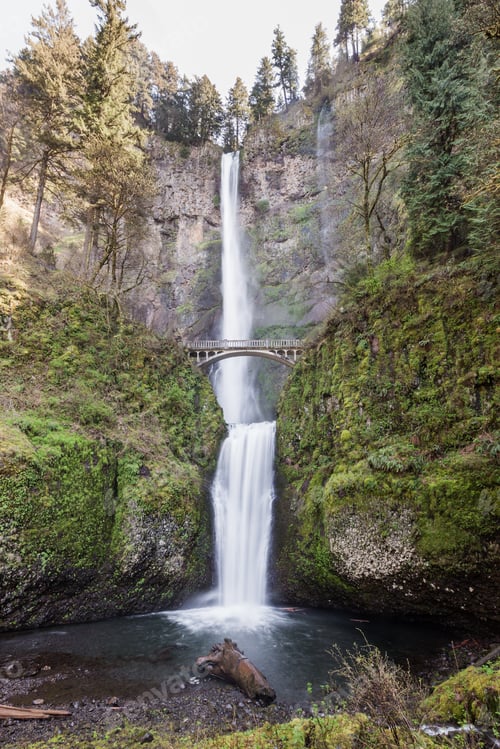 Preview: Multnomah Falls In The Columbia Gorge In Oregon, Shot At Spring Time.