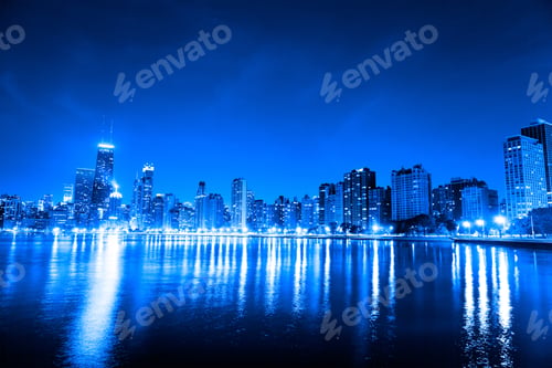 Financial District (Night View Chicago)