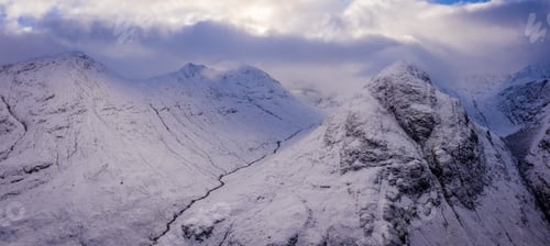Preview: Aerial View Of Glen Coe In Winter Near Rannoch Moor In The Argyll Region Of The Highlands Of